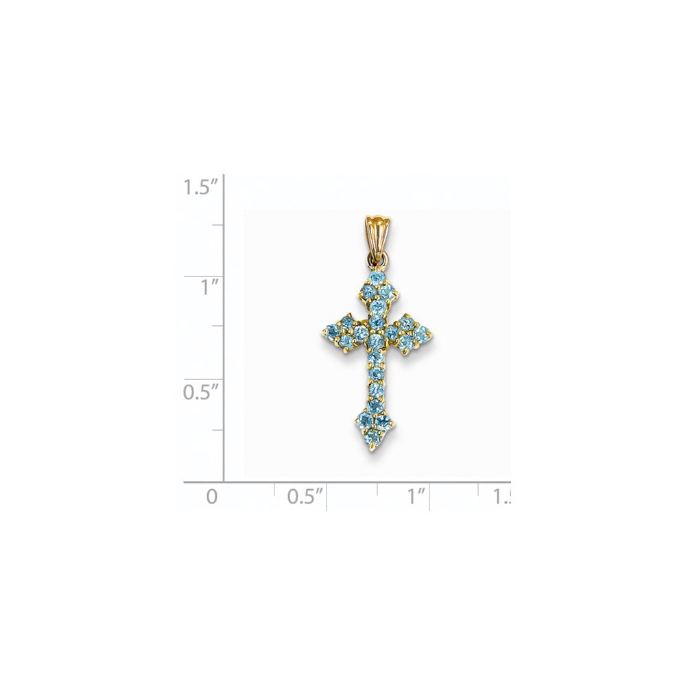 14K Gelbgold Blautopas-Kreuzanhänger