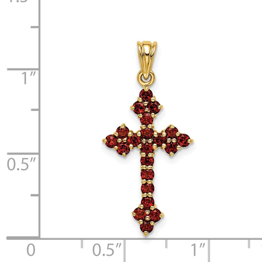 14K Gelbgold Granat-Kreuzanhänger