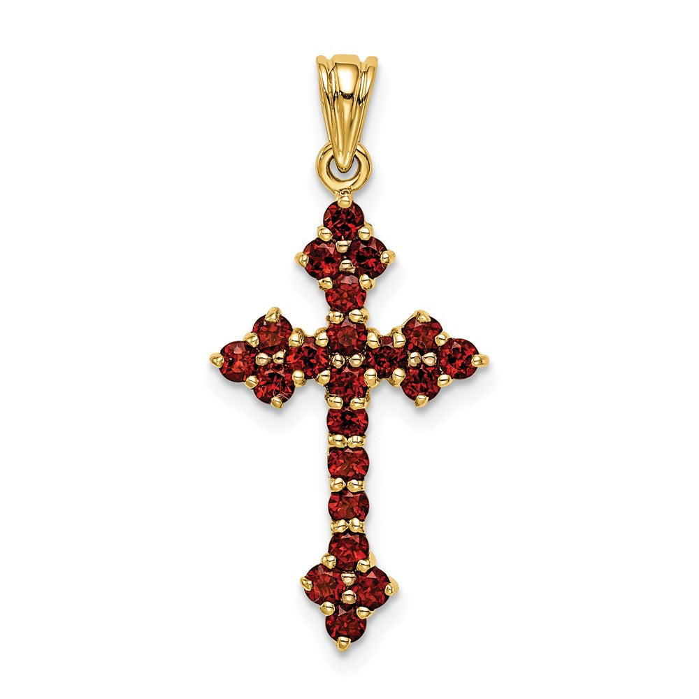 14K Gelbgold Granat-Kreuzanhänger