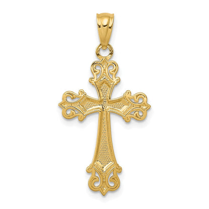 14K Gelb & Rhodium 14K und Rhodium Diamantiert Kreuz Anhänger