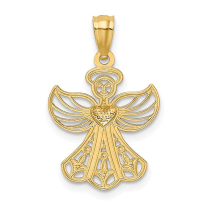 14K Gelb & Rhodium 14K mit Rhodium Filigran Engel Anhänger