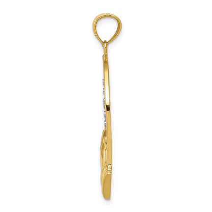 Anhänger „Betende Hände“ aus 14K Gold mit Diamant und Rhodium