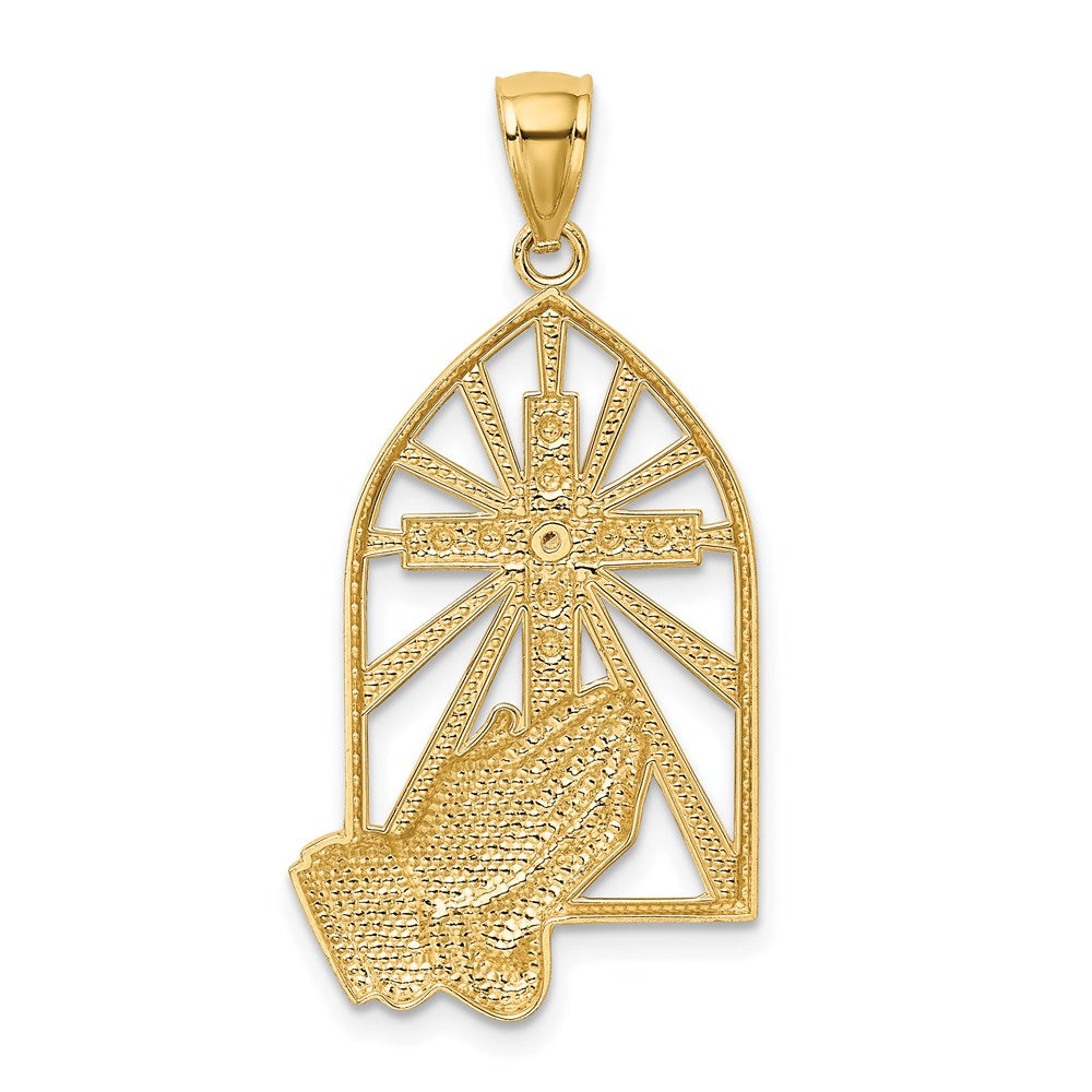 Anhänger „Betende Hände“ aus 14K Gold mit Diamant und Rhodium