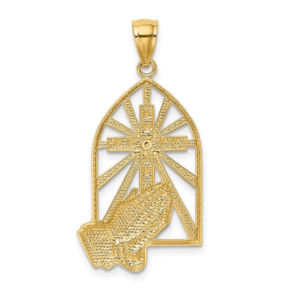Anhänger „Betende Hände“ aus 14K Gold mit Diamant und Rhodium