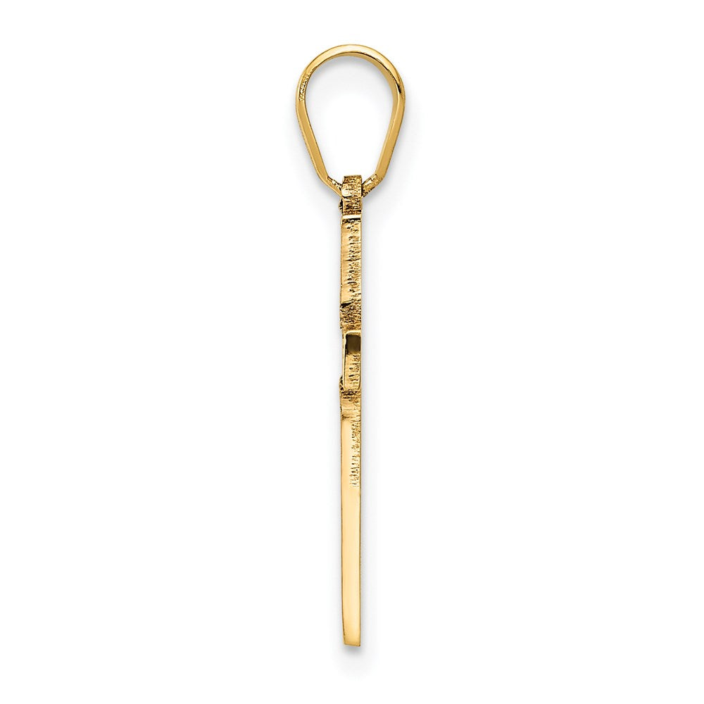 14K Gelbgold Lasergraviert Kreuz