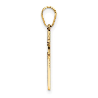 14K Gelbgold Lasergraviert Kreuz