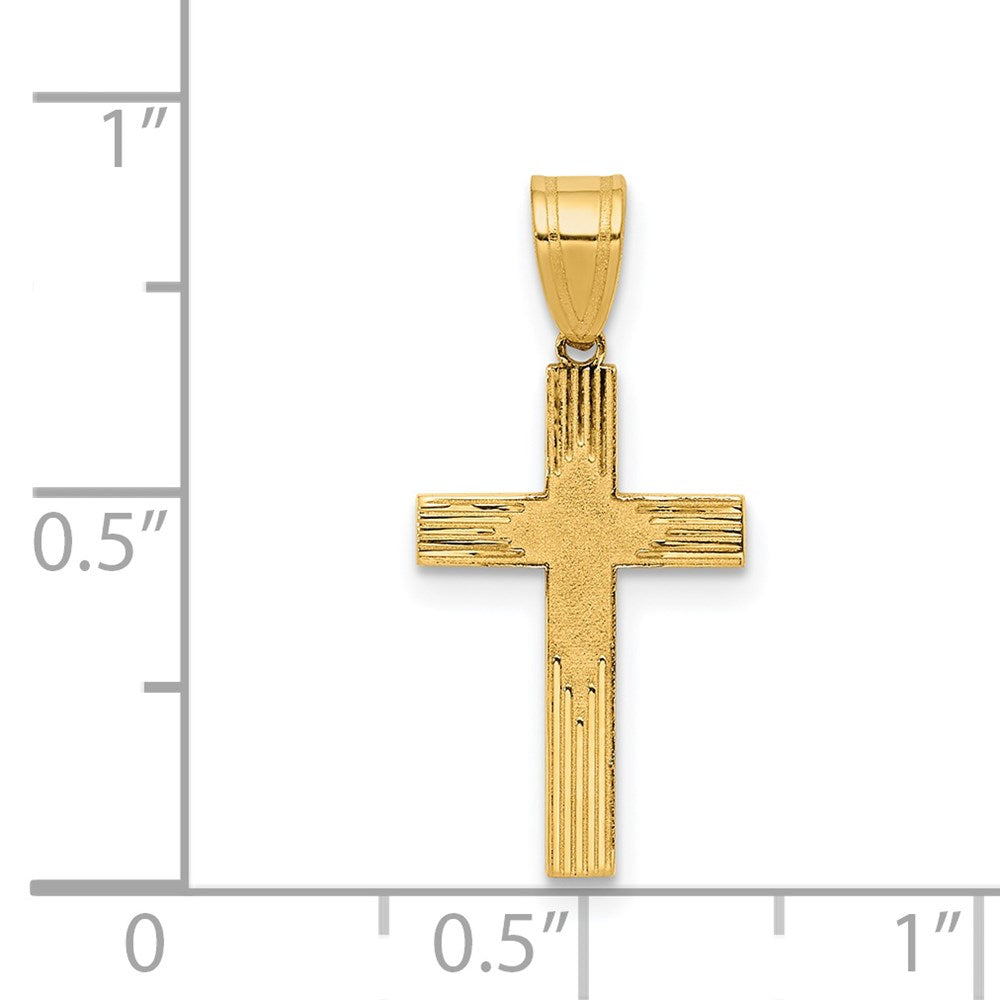 14K Gelbgold Lasergraviert Kreuz