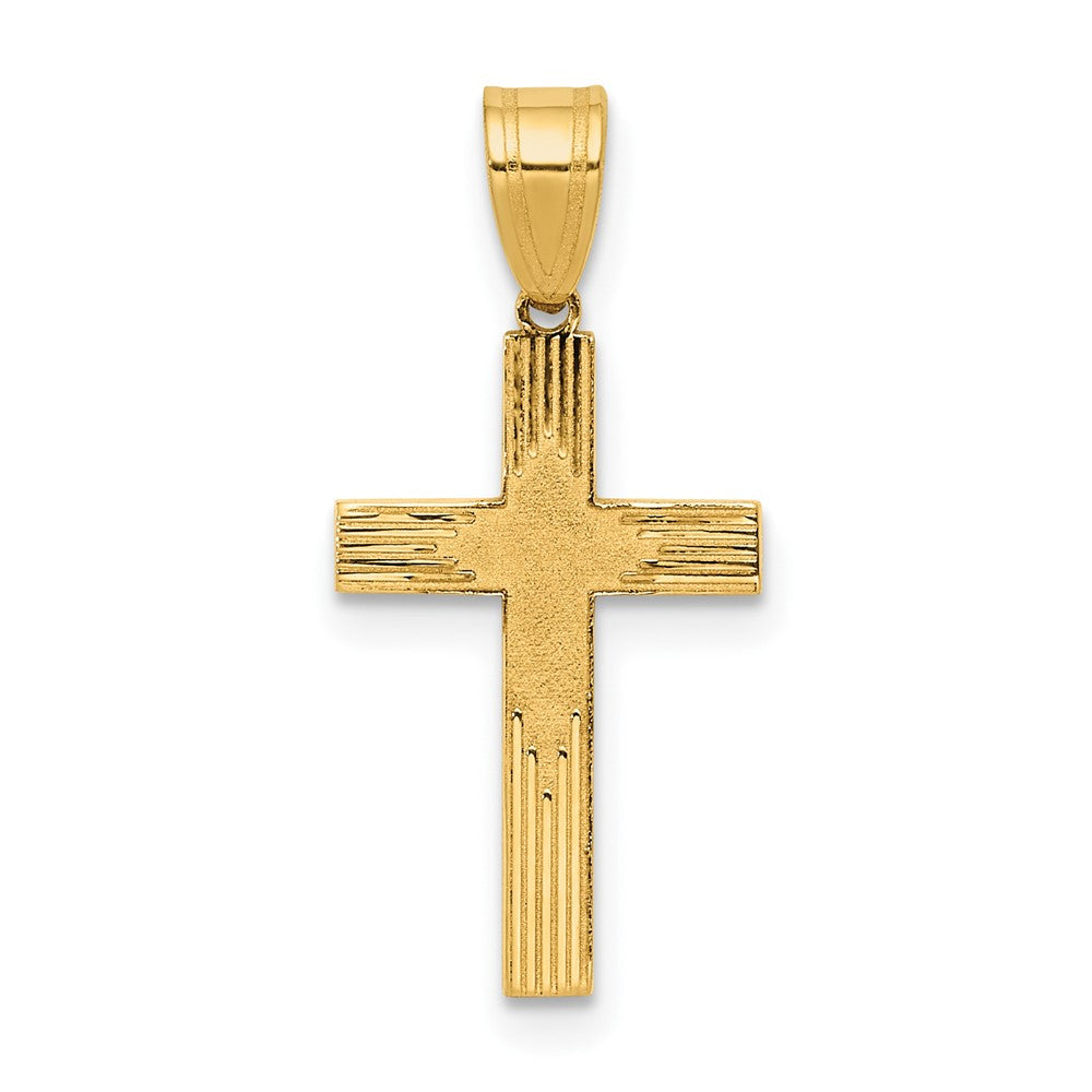 14K Gelbgold Lasergraviert Kreuz