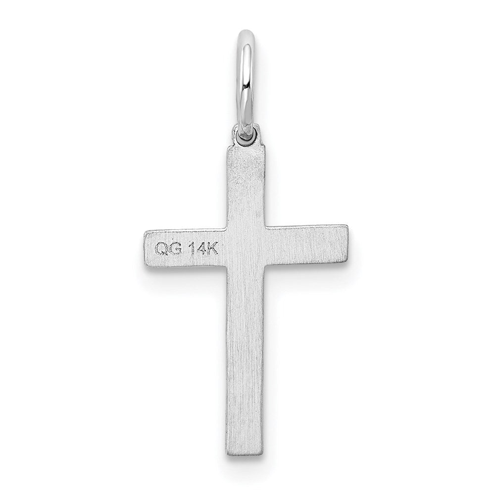 14K Weißgold 14K Weißgold Lasergraviert Kreuz Charm