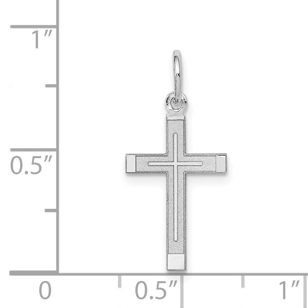 14K Weißgold 14K Weißgold Lasergraviert Kreuz Charm