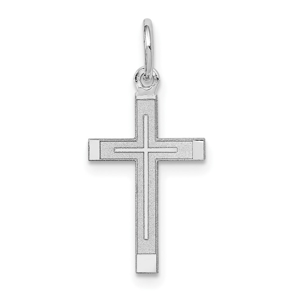 14K Weißgold 14K Weißgold Lasergraviert Kreuz Charm