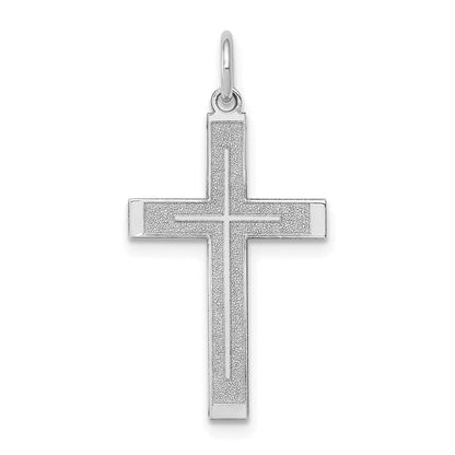 14K Weißgold 14K Weißgold Lasergraviert Kreuz Anhänger