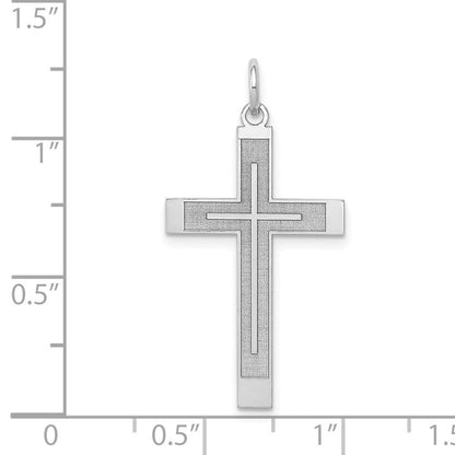 14K Weißgold 14K Weißgold Lasergraviert Kreuz Anhänger