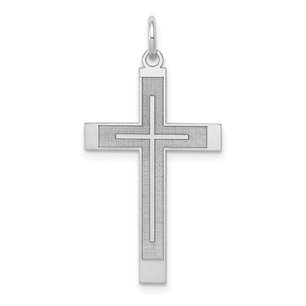 14K Weißgold 14K Weißgold Lasergraviert Kreuz Anhänger