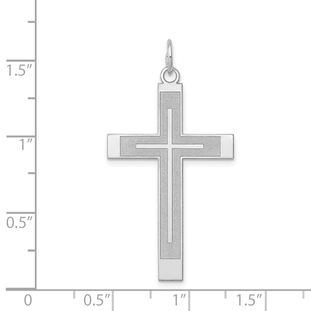 14K Weißgold 14K Weißgold Lasergraviert Kreuz Anhänger