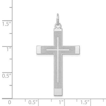 14K Weißgold 14K Weißgold Lasergraviert Kreuz Anhänger