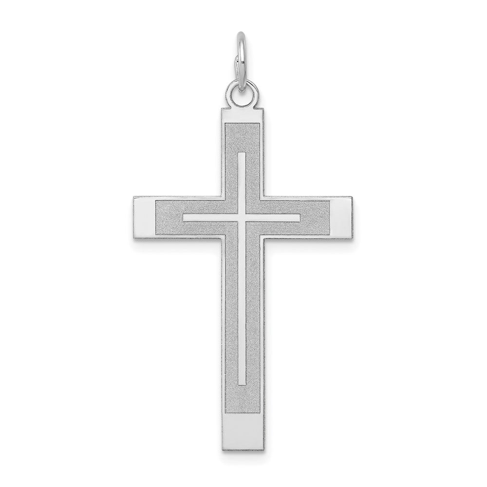 14K Weißgold 14K Weißgold Lasergraviert Kreuz Anhänger