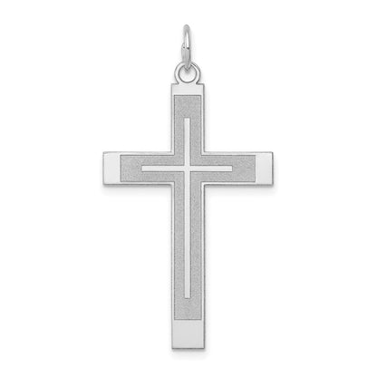 14K Weißgold 14K Weißgold Lasergraviert Kreuz Anhänger