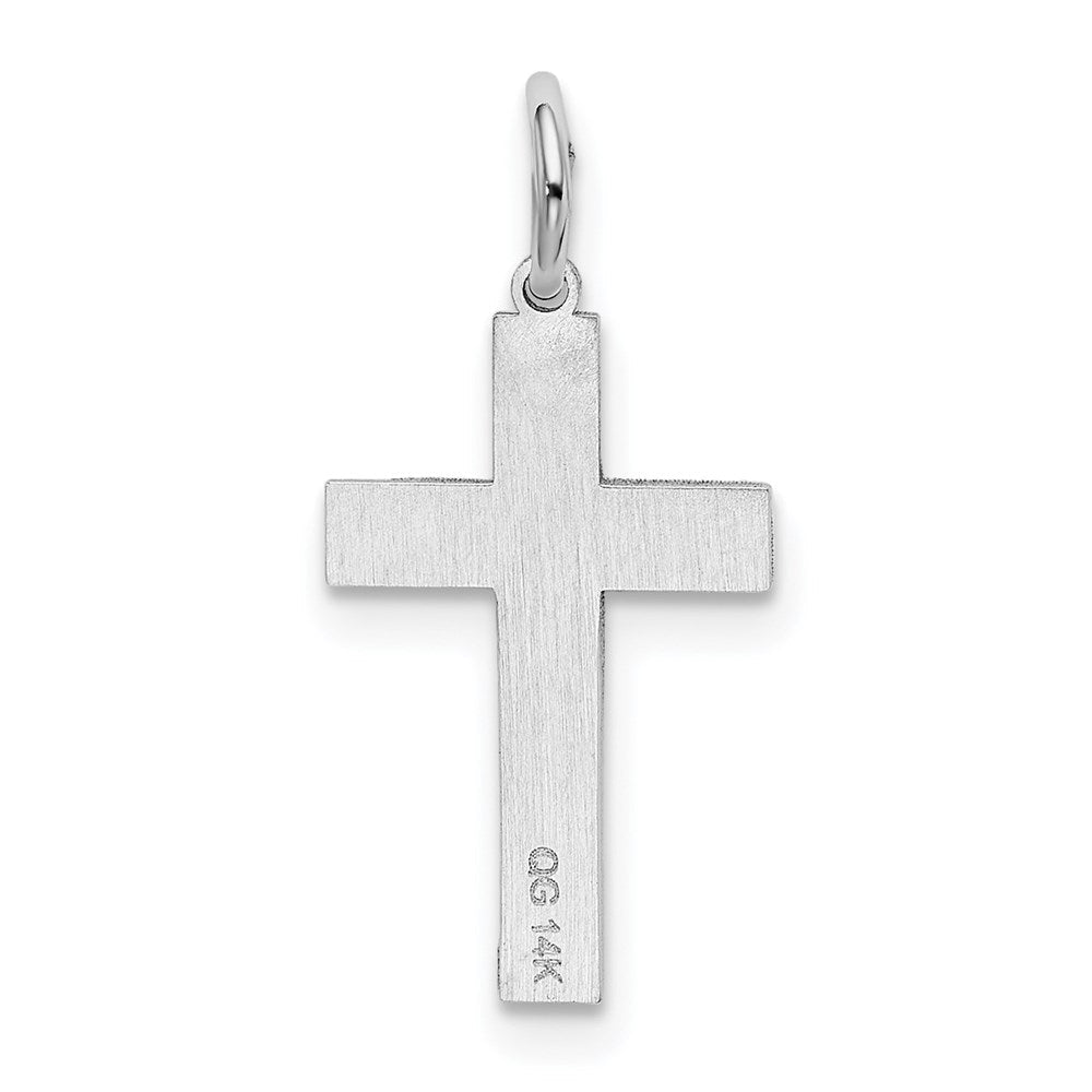14K Weißgold 14K Weißgold Lasergraviert Kreuz Charm