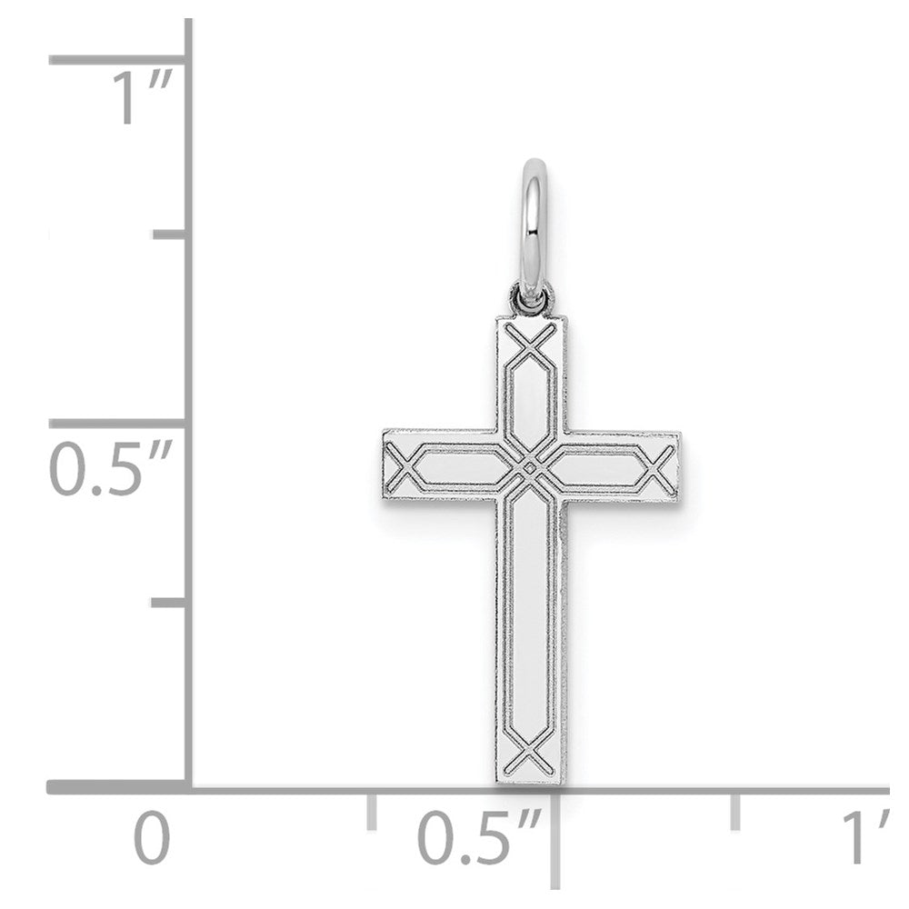 14K Weißgold 14K Weißgold Lasergraviert Kreuz Charm