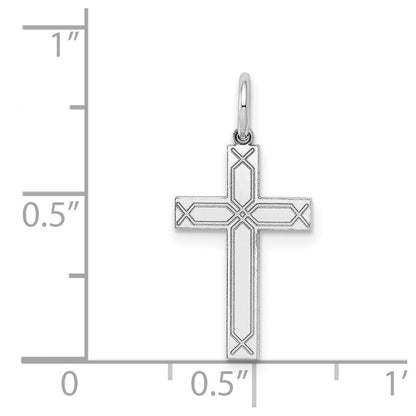 14K Weißgold 14K Weißgold Lasergraviert Kreuz Charm