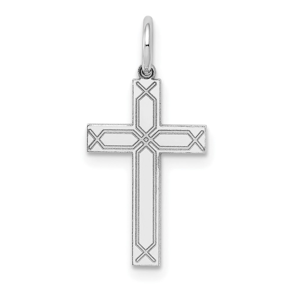 14K Weißgold 14K Weißgold Lasergraviert Kreuz Charm