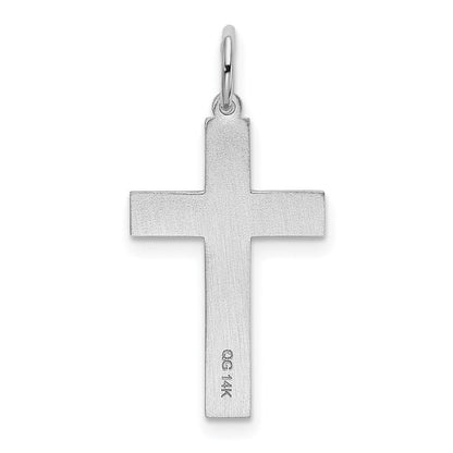 14K Weißgold 14K Weißgold Lasergraviert Kreuz Charm