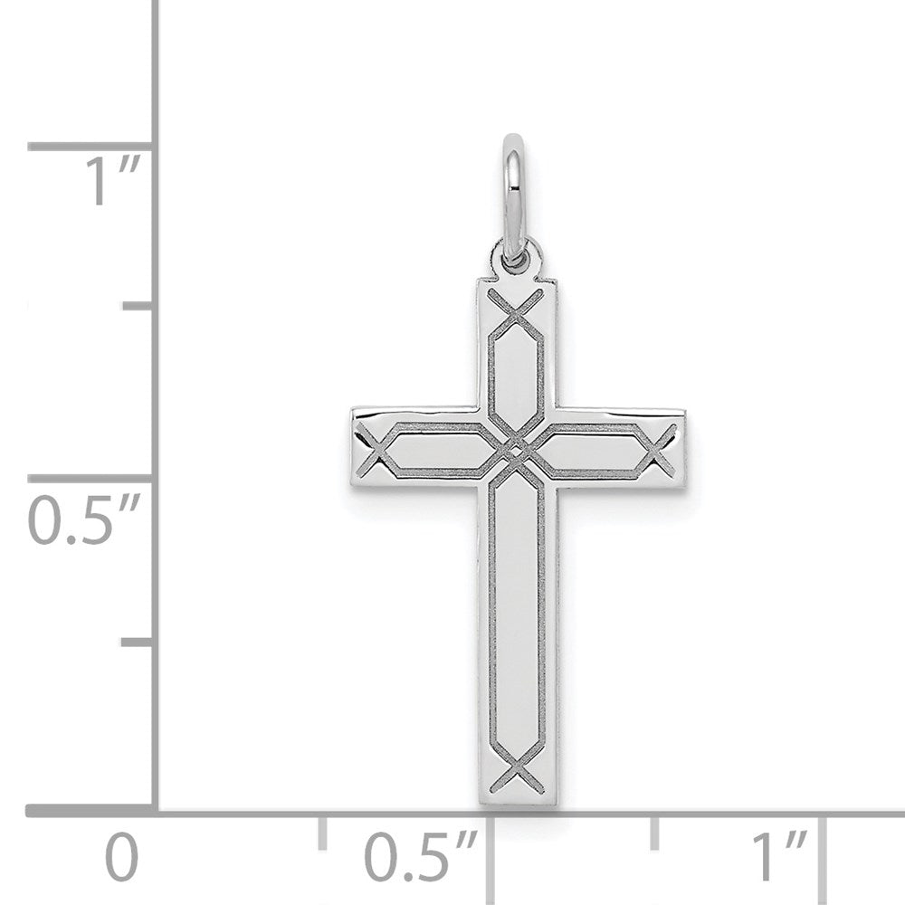 14K Weißgold 14K Weißgold Lasergraviert Kreuz Charm