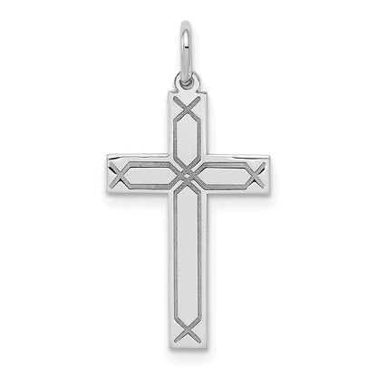 14K Weißgold 14K Weißgold Lasergraviert Kreuz Charm