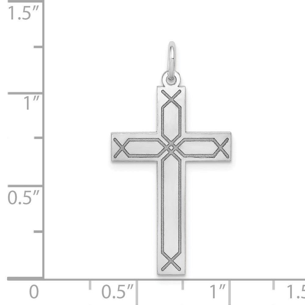 14K Weißgold 14K Weißgold Lasergraviert Kreuz Anhänger