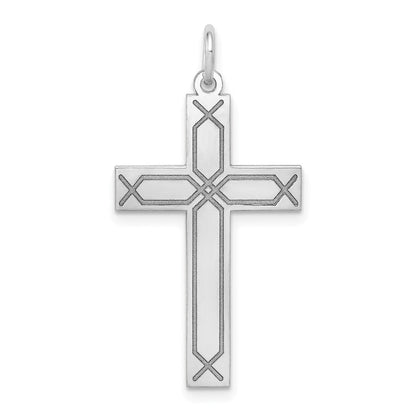 14K Weißgold 14K Weißgold Lasergraviert Kreuz Anhänger
