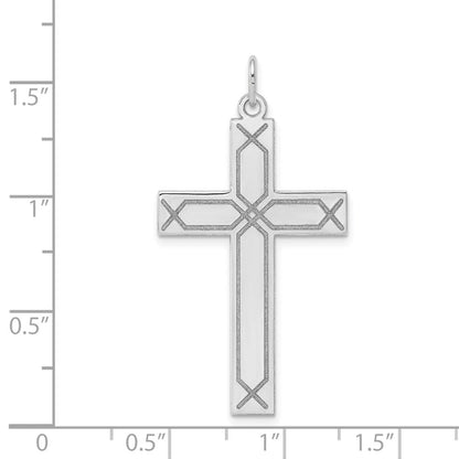 14K Weißgold 14K Weißgold Lasergraviert Kreuz Anhänger