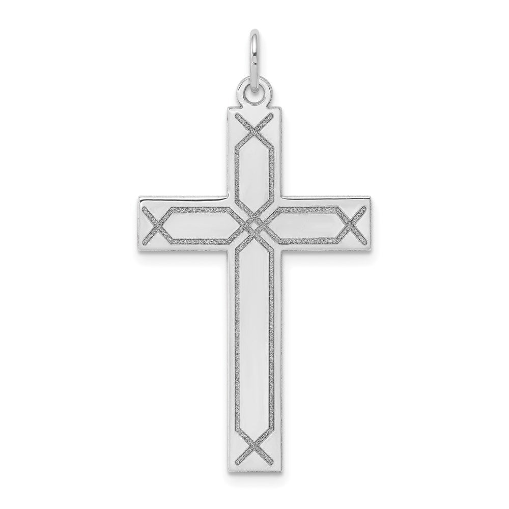 14K Weißgold 14K Weißgold Lasergraviert Kreuz Anhänger