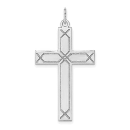14K Weißgold 14K Weißgold Lasergraviert Kreuz Anhänger