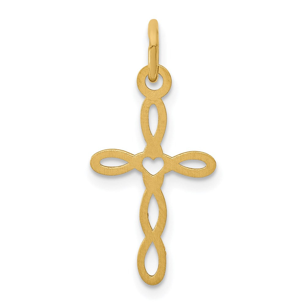14K Gelbgold 14K Loop mit Mittig Herz Kreuz Charm