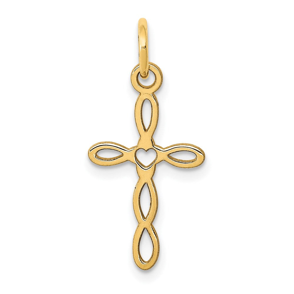 14K Gelbgold 14K Loop mit Mittig Herz Kreuz Charm