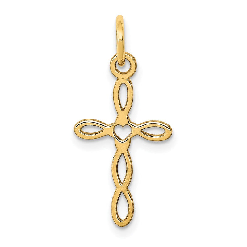 14K Gelbgold 14K Loop mit Mittig Herz Kreuz Charm