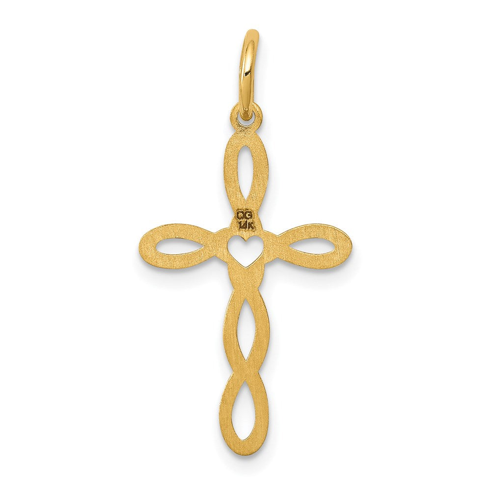 14K Gelbgold 14K Loop mit Mittig Herz Kreuz Anhänger