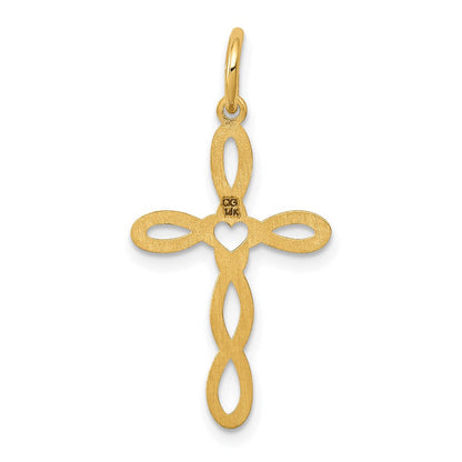 14K Gelbgold 14K Loop mit Mittig Herz Kreuz Anhänger