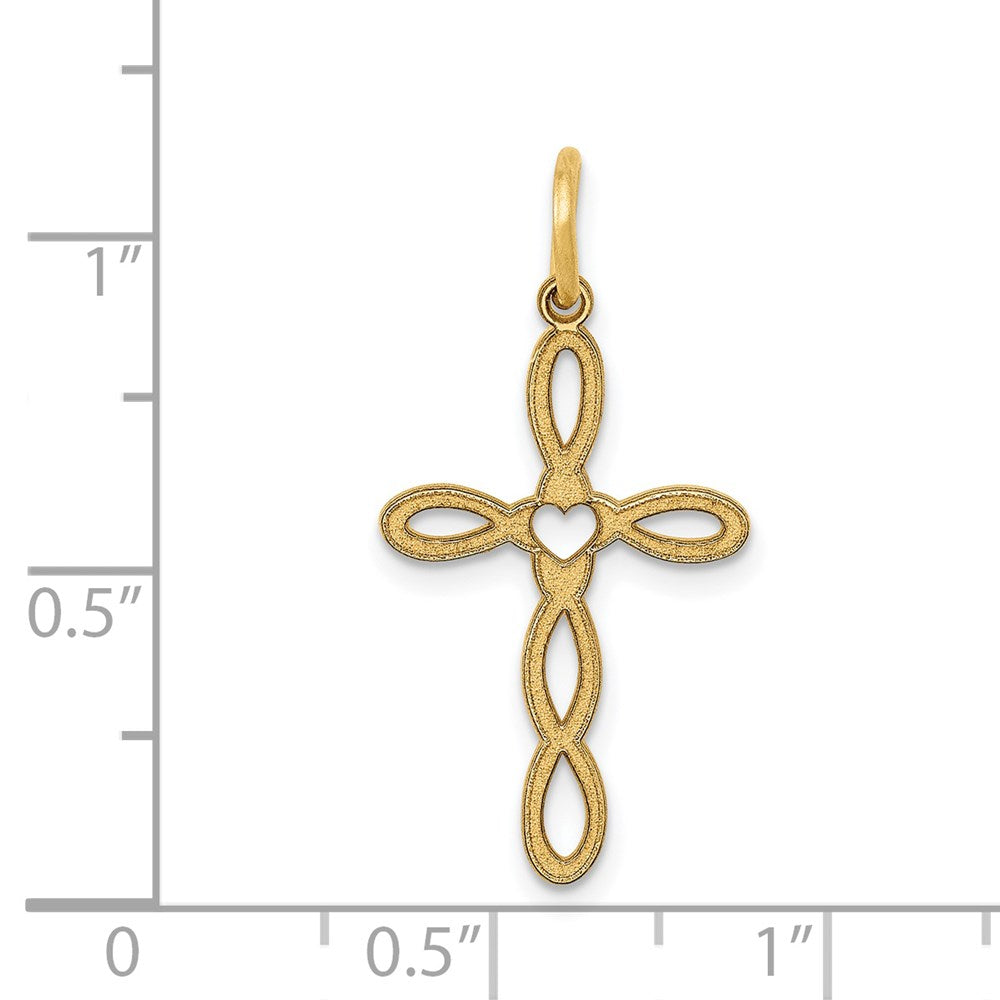 14K Gelbgold 14K Loop mit Mittig Herz Kreuz Anhänger