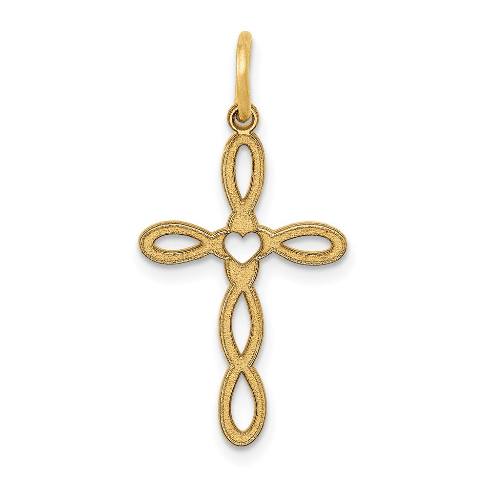 14K Gelbgold 14K Loop mit Mittig Herz Kreuz Anhänger