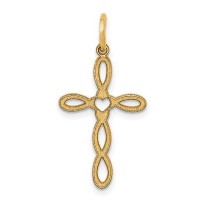 14K Gelbgold 14K Loop mit Mittig Herz Kreuz Anhänger