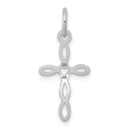 14K Weißgold Loop Mittig Herz Kreuz Anhänger