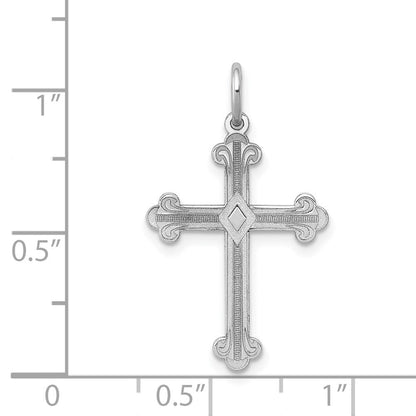 14K Weißgold 14K Weißgold Lasergraviert Kreuz Anhänger