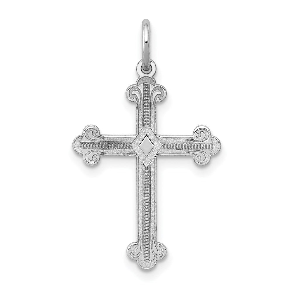14K Weißgold 14K Weißgold Lasergraviert Kreuz Anhänger