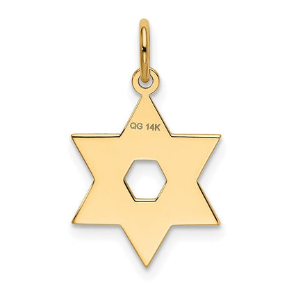 14K Gelbgold 14K Lasergraviert Stern Of David Charm