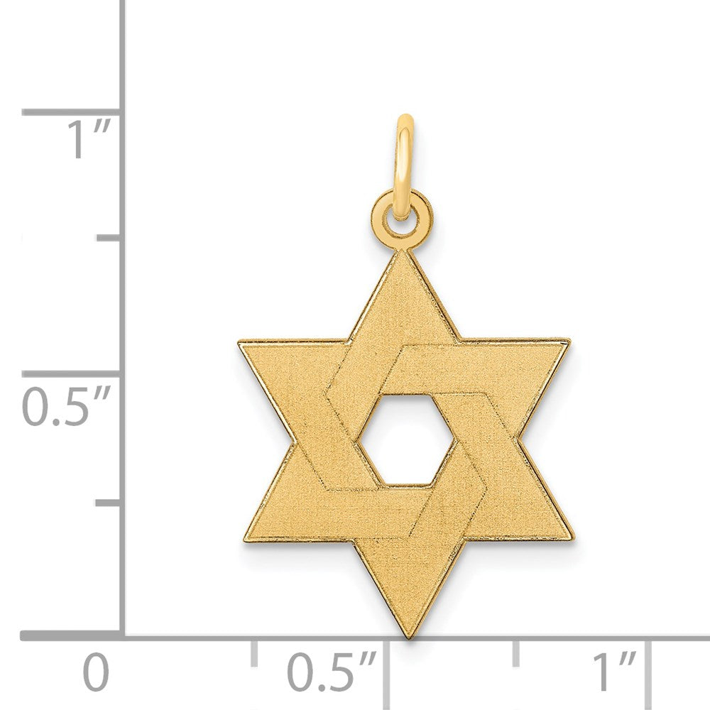14K Gelbgold 14K Lasergraviert Stern Of David Anhänger