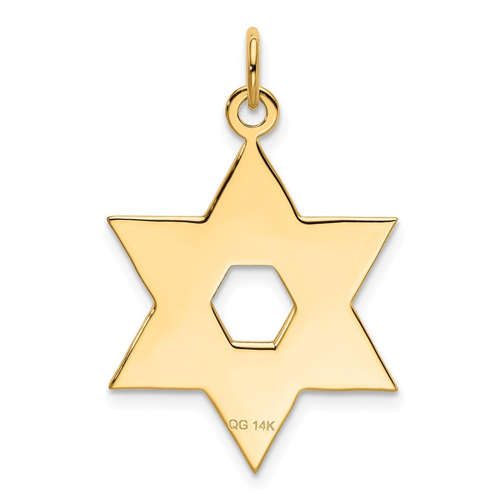 14K Gelbgold 14K Lasergraviert Stern Of David Anhänger