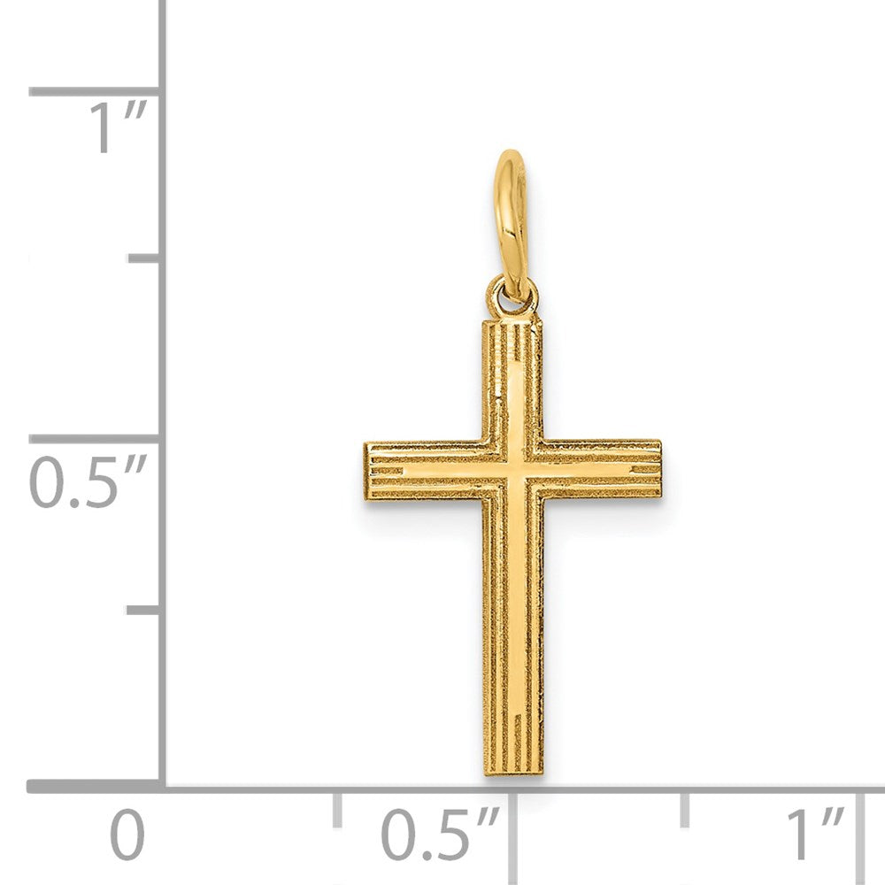 14K Gelbgold 14K Lasergraviert Kreuz Charm