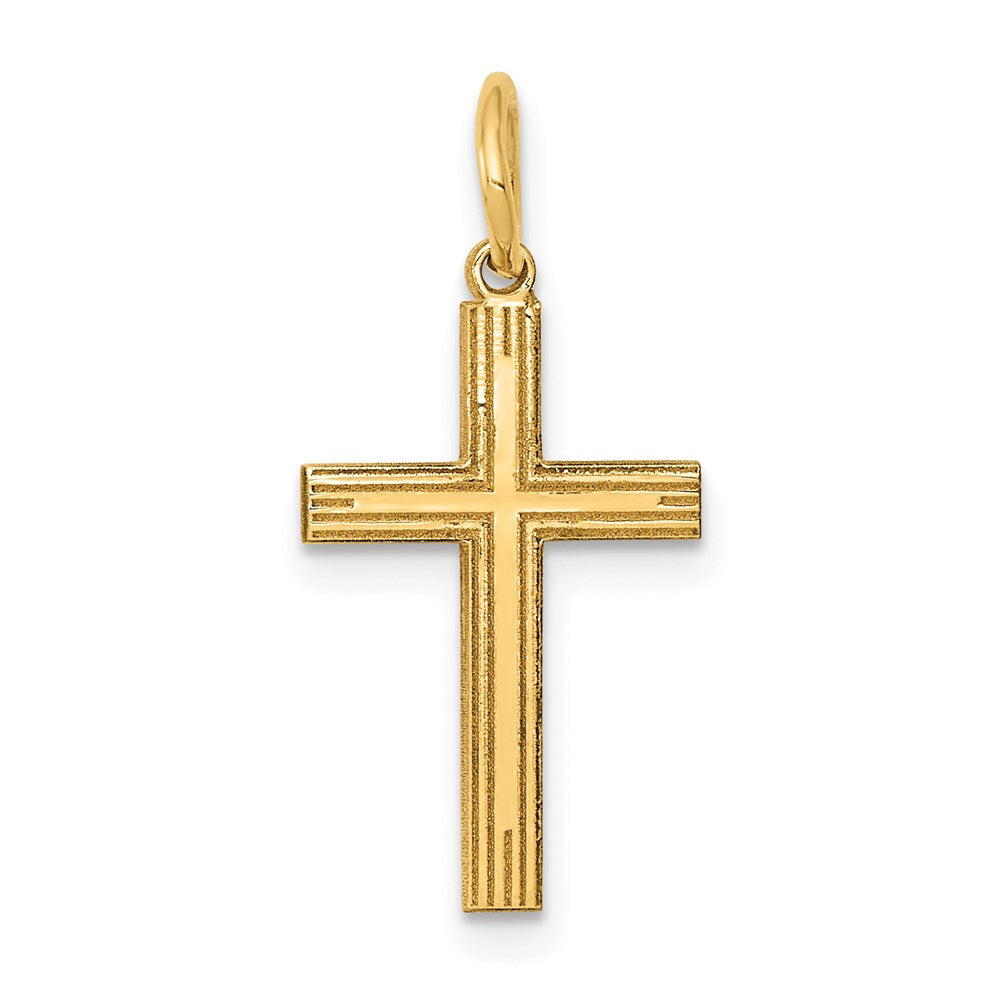 14K Gelbgold 14K Lasergraviert Kreuz Charm